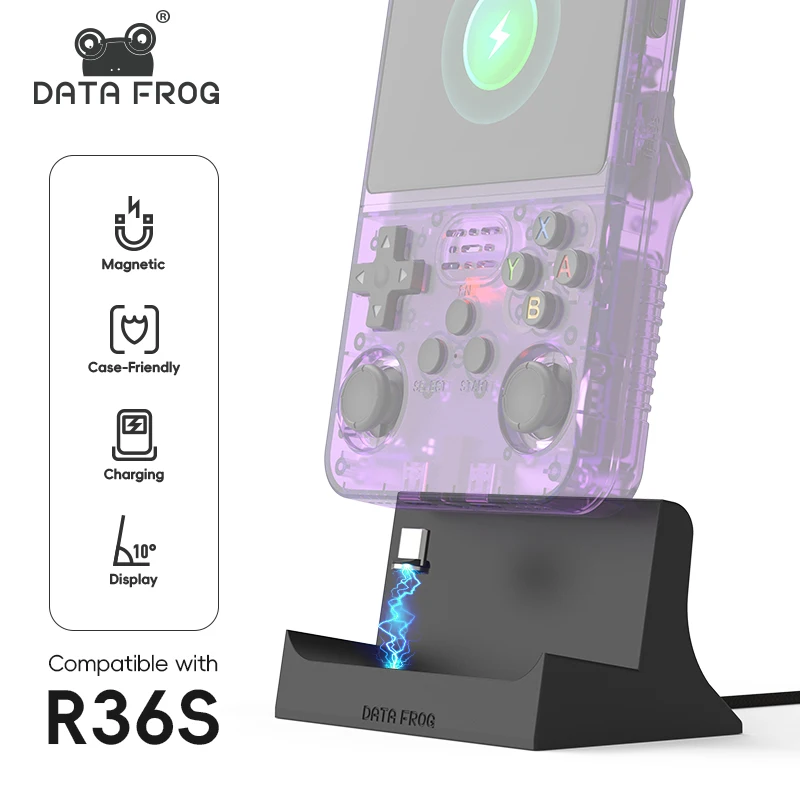 Retro Gaming R36S - Data Frog R36S Oplaadstation, Magnetische Type-C