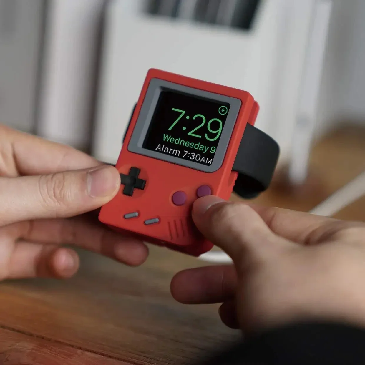 Retro Gaming Room - Siliconen houder voor Apple Watch oplader,