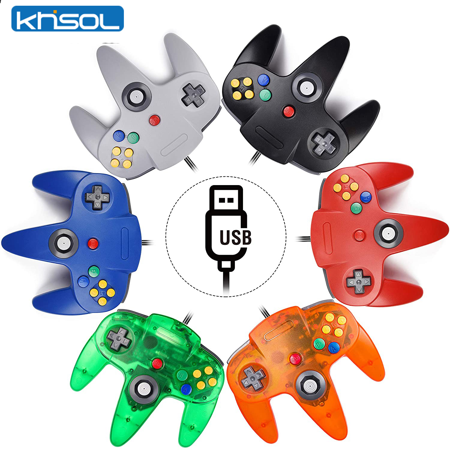 Retro Gaming Emulator Console - N64-controller Klassieke USB-bekabelde afstandsbediening Gamepad Gaming-joystick
