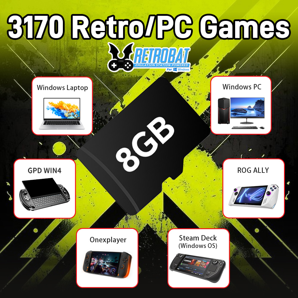 Retro Gaming Emulator Console - 8 GB Game TF-kaart met 3170